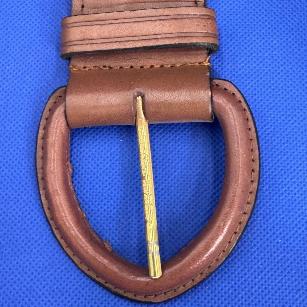 Cognac Brown Genuine Leather Braided Belt Wide Woven Boho Western Earthy Rustic